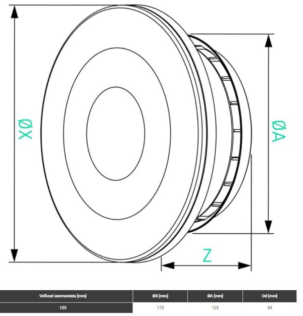 Anemostat antibakteriálny smerový prívod/odvod 125mm - biely - Image 5